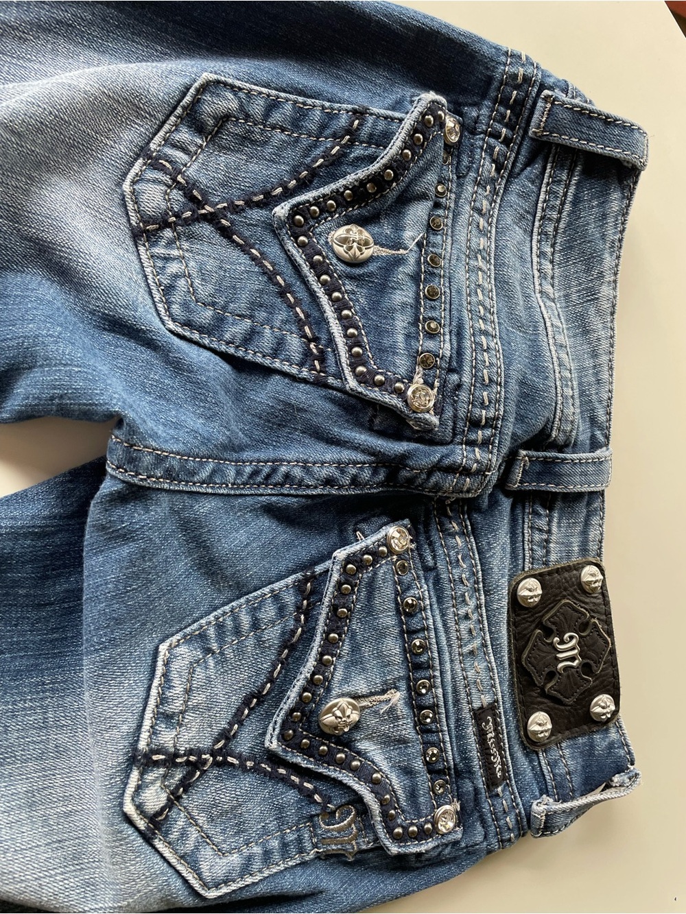 Miss Me Blue Studded Boot Cut Jeans